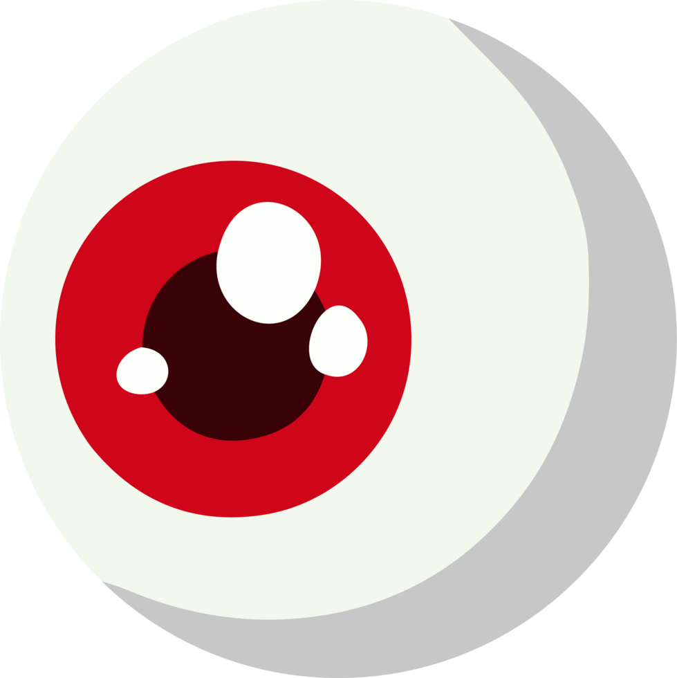 Giant Cartoon Eyeball with Red Iris in Horror Halloween Style png