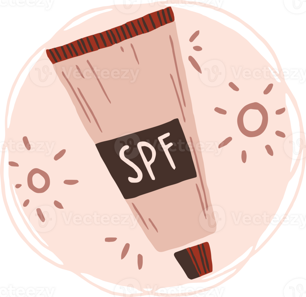 SPF Skincare Tube Minimalist Aesthetic Illustration png