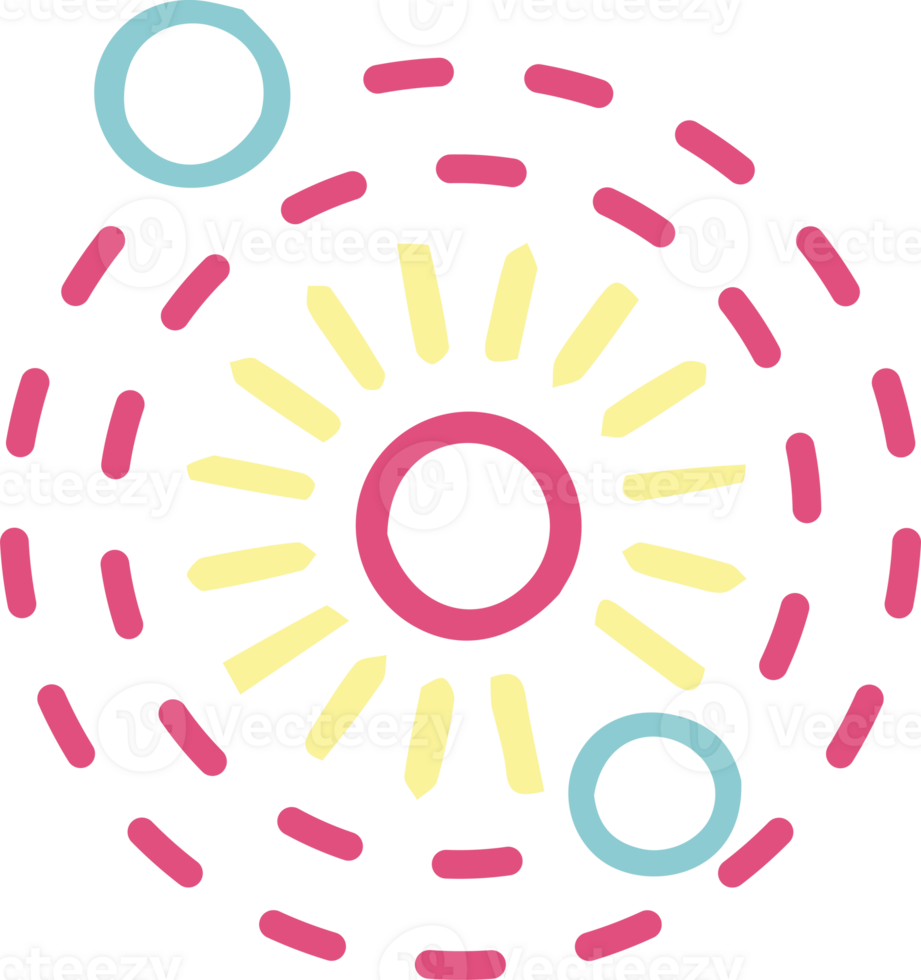 Dotted Circle with Sunray Elements and Bright Abstract Design png