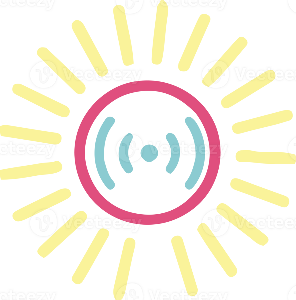 Radiant Yellow and Pink Broadcast Signal Icon in Modern Flat Design png
