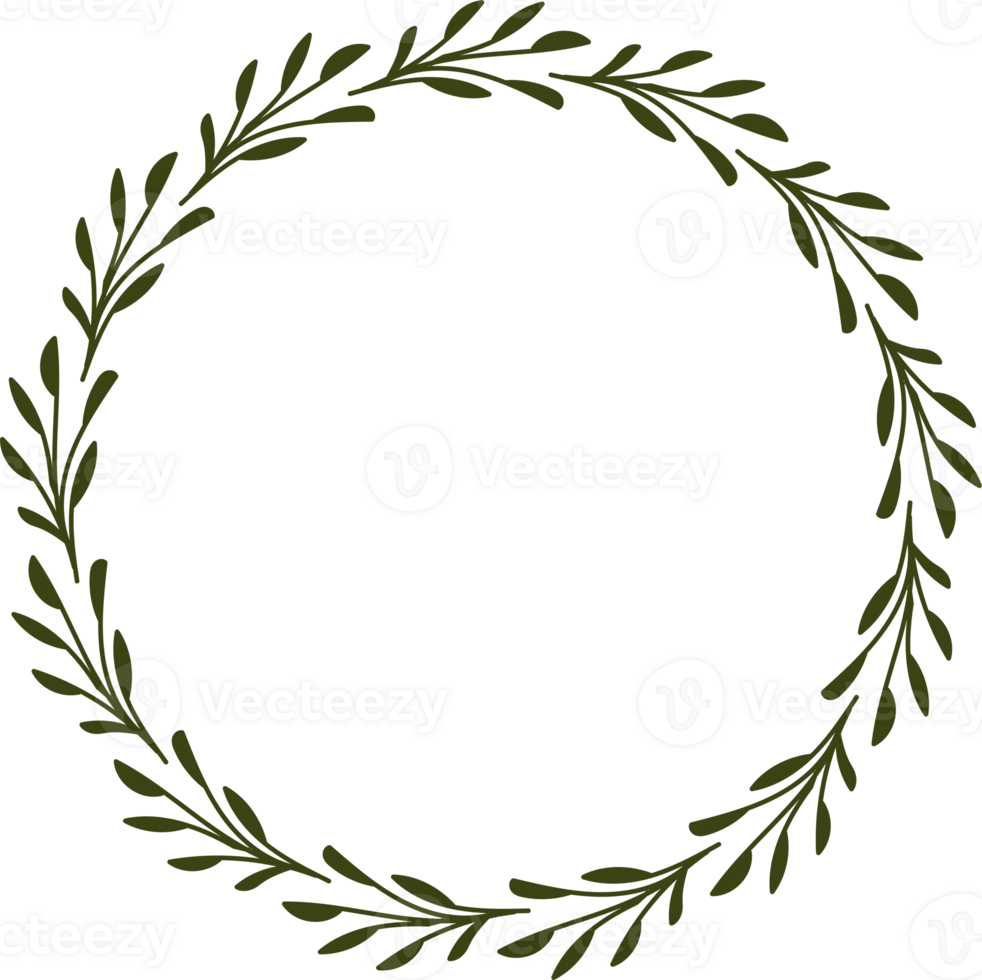 Green Rounded Circle Floral Frame Element png