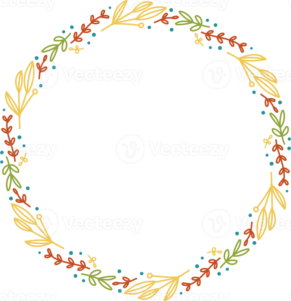 Colorful Wreath Rounded Floral Frame Illustration png