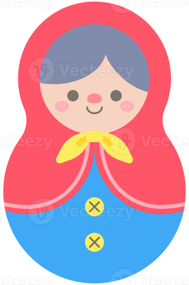 Hand Drawn Cute Matryoshka Russian Dolls Red headscarf png
