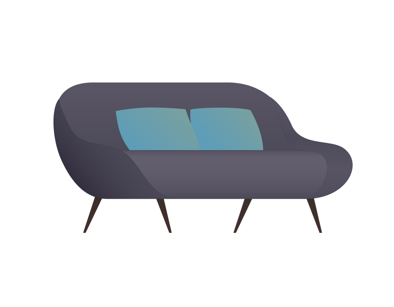 Designer parametric sofa for sitting room 60s 70s retro style home interior design png