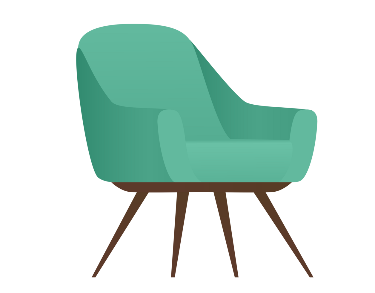The green designer single seat for sitting room 60s 70s retro style home interior design png