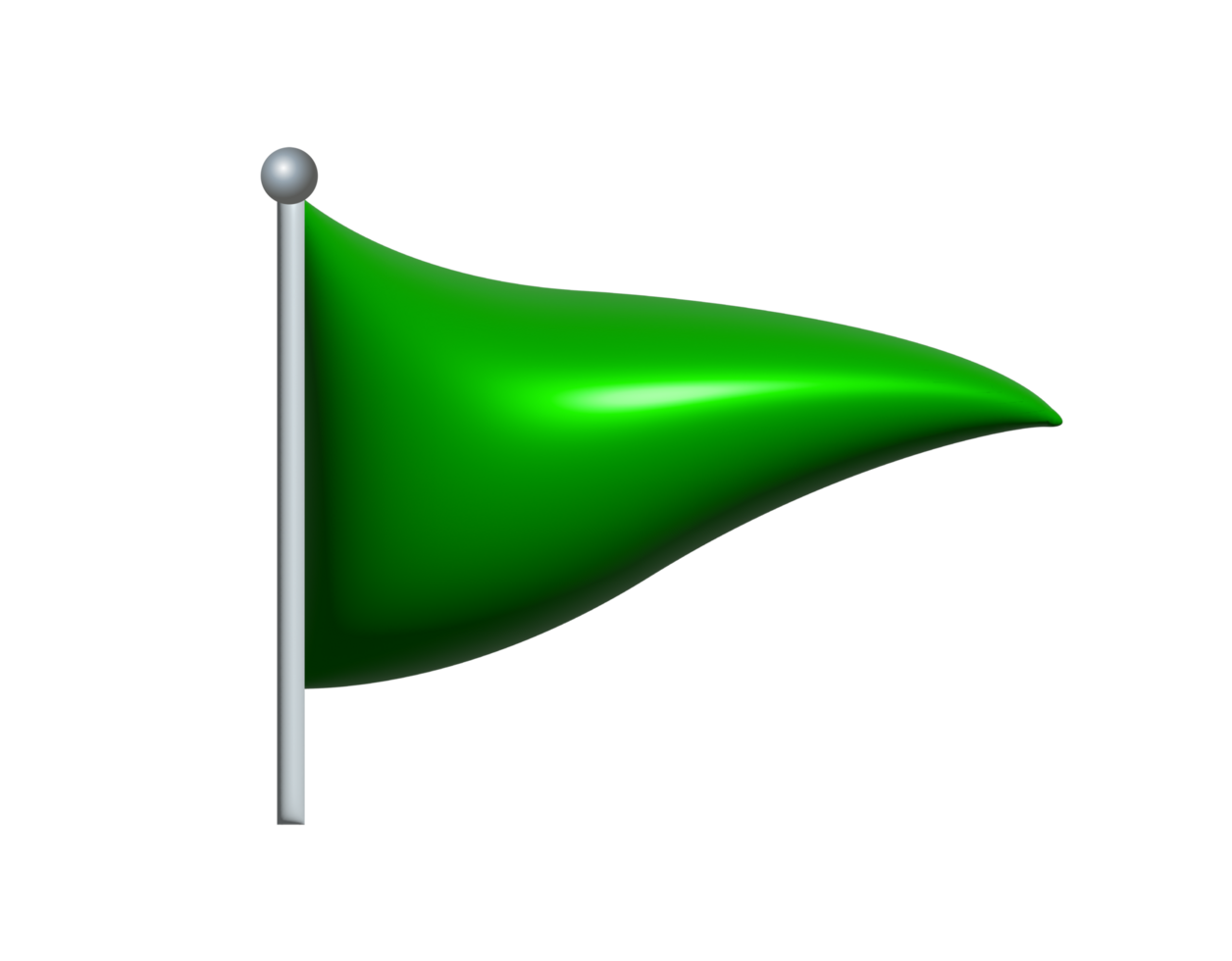 Triangular gradient green flag icon with silver pole png