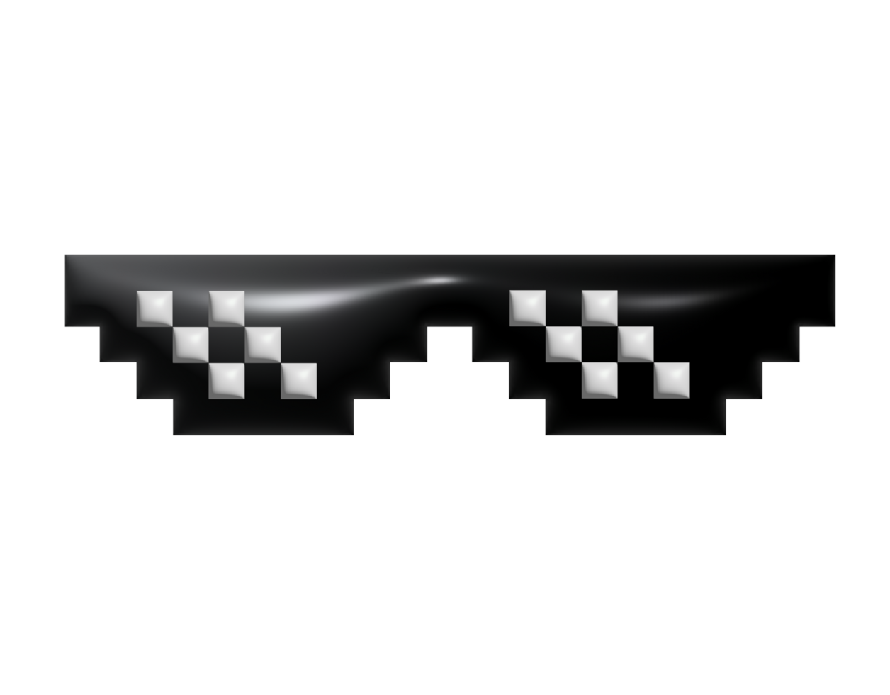 3D isolated 8 bit pixel cool black sun glasses, sunglasses flat icon on transparent background png