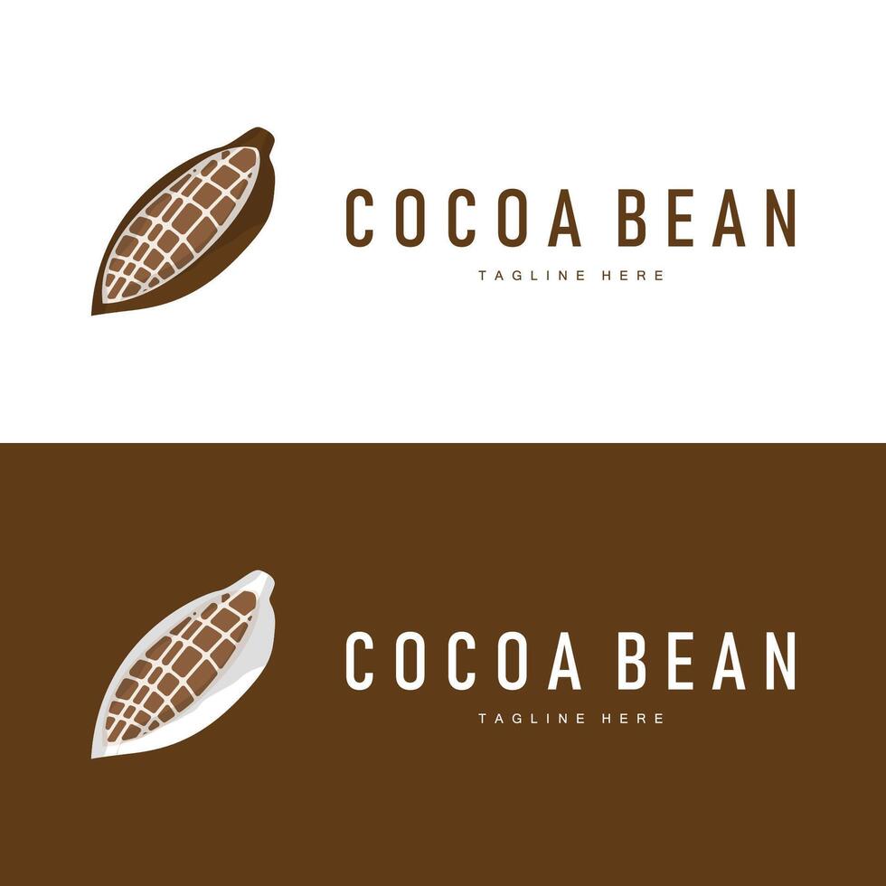 Chocolate Bean Logo plant design simple vector