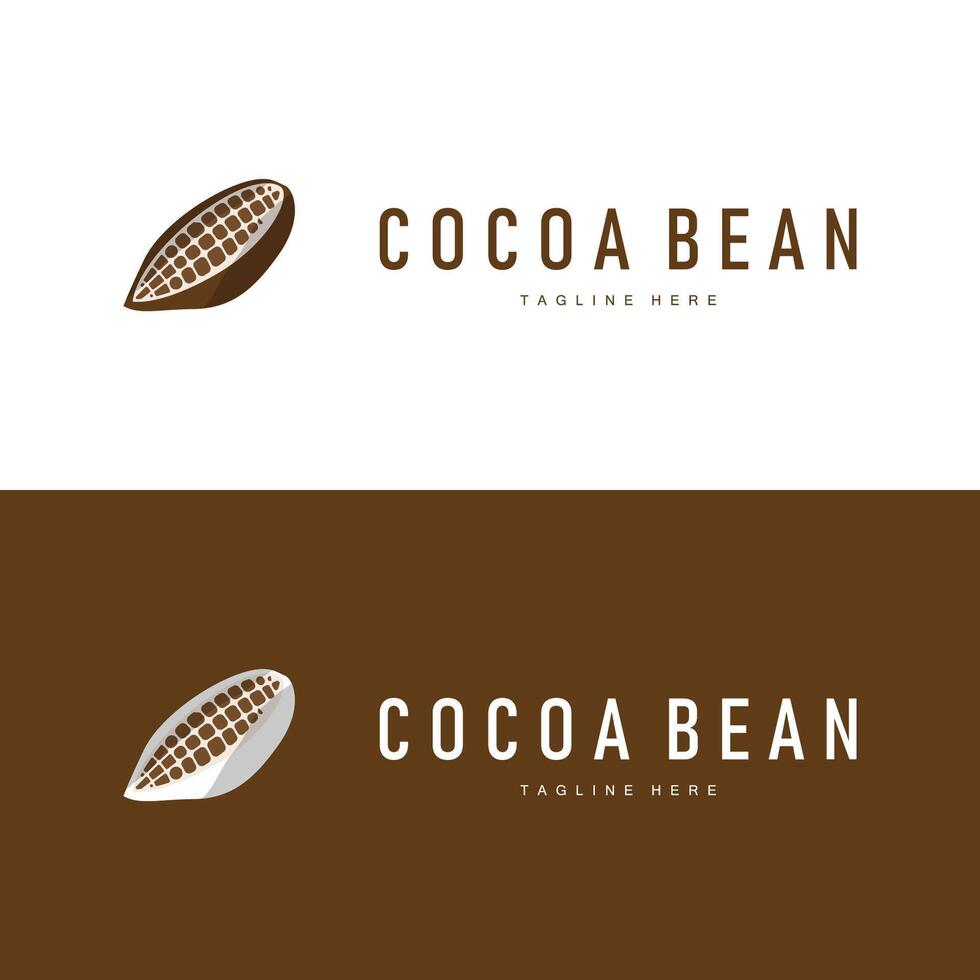 Chocolate Bean Logo chocolate plant design with simple seed leaf vector