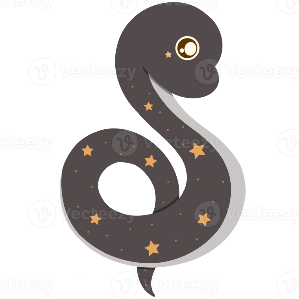 Snake and star, cartoon, hand drawn png