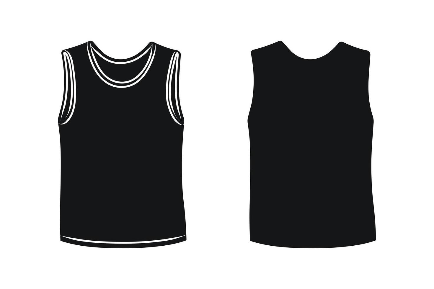 T shirt, tank top, clothing silhouette, men and women wardrobe vector
