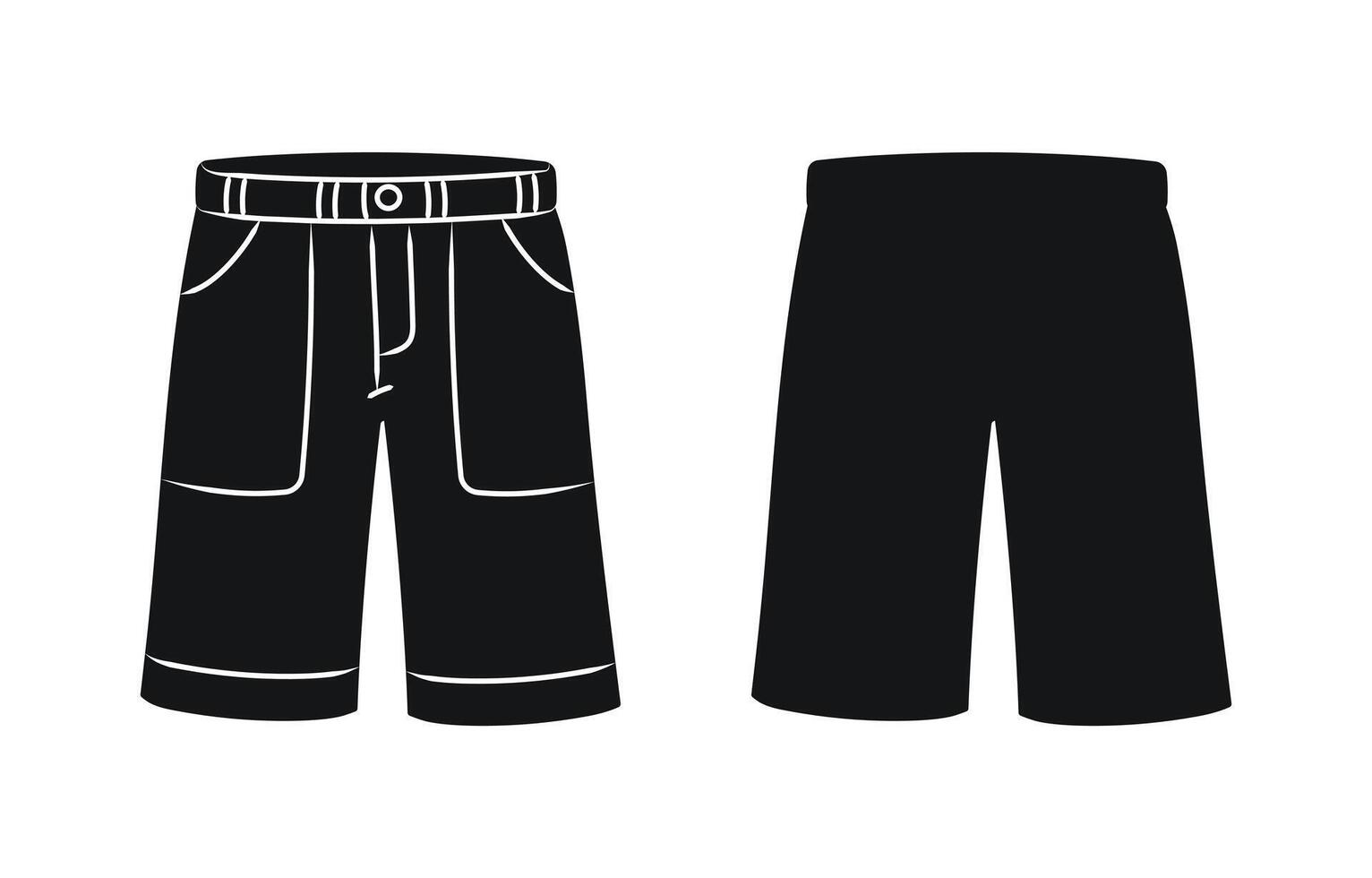 Shorts with side pockets, clothing silhouette, men and women wardrobe vector