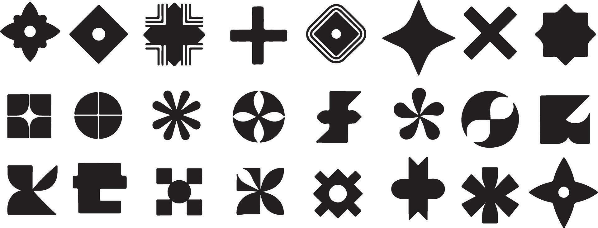 Bold brutalist abstract geometric shapes grids primitive designs and Bauhaus influences vector