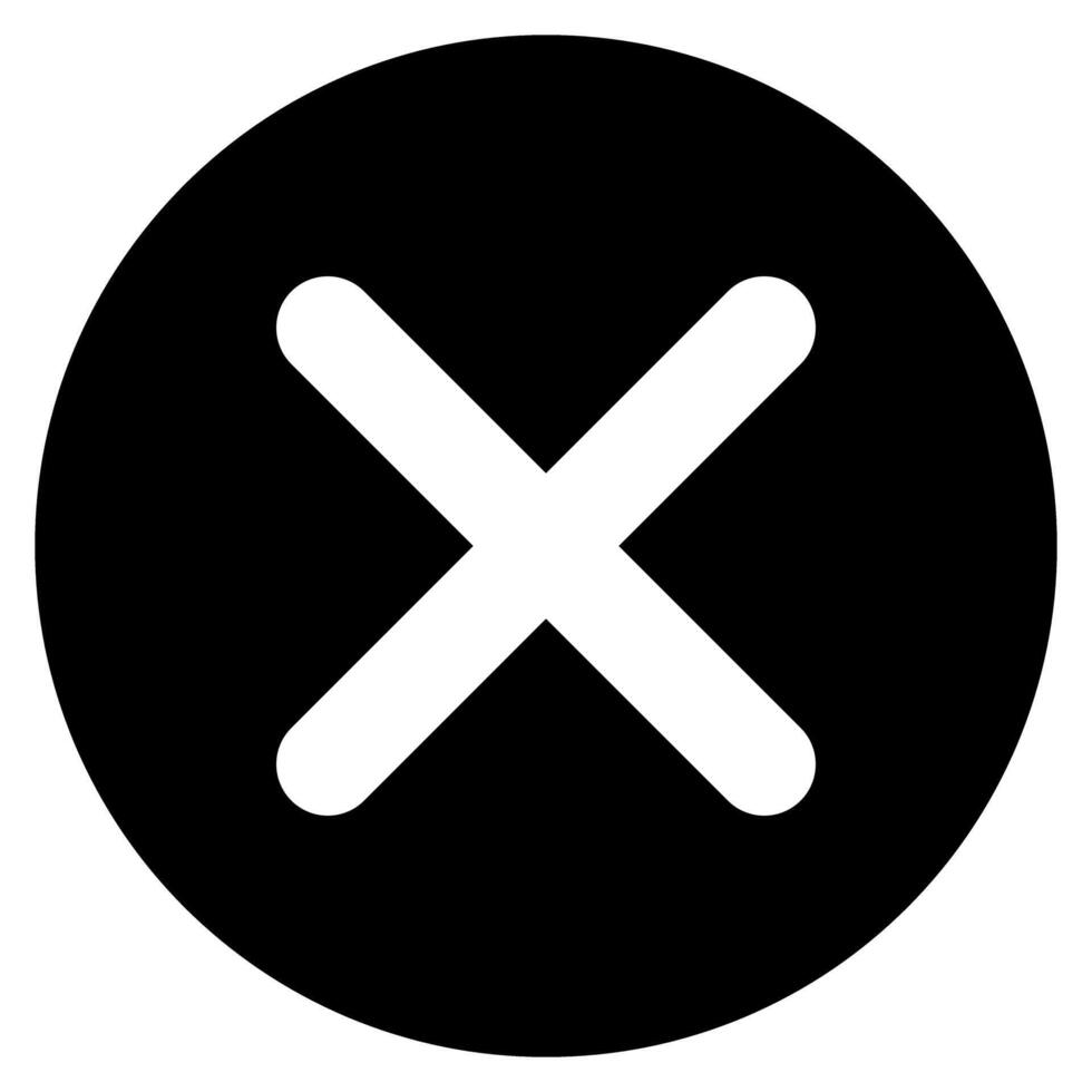 close button - x in circle, black and white cross icon symbol, illustration isolated on a white background vector