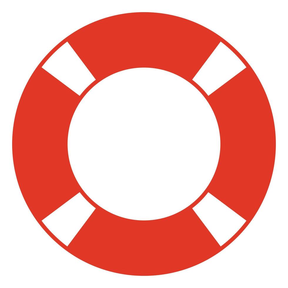 Lifebuoy illustration, color symbol shape of life belt ring buoy, white background vector