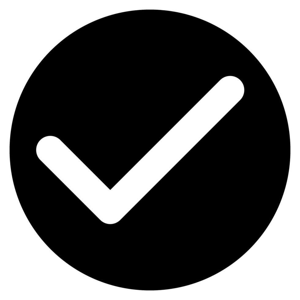 tick OK sign check mark icon symbol, black and white illustration isolated on a white background vector