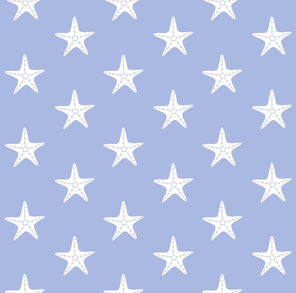 Seamless pattern of sketch sea star vector