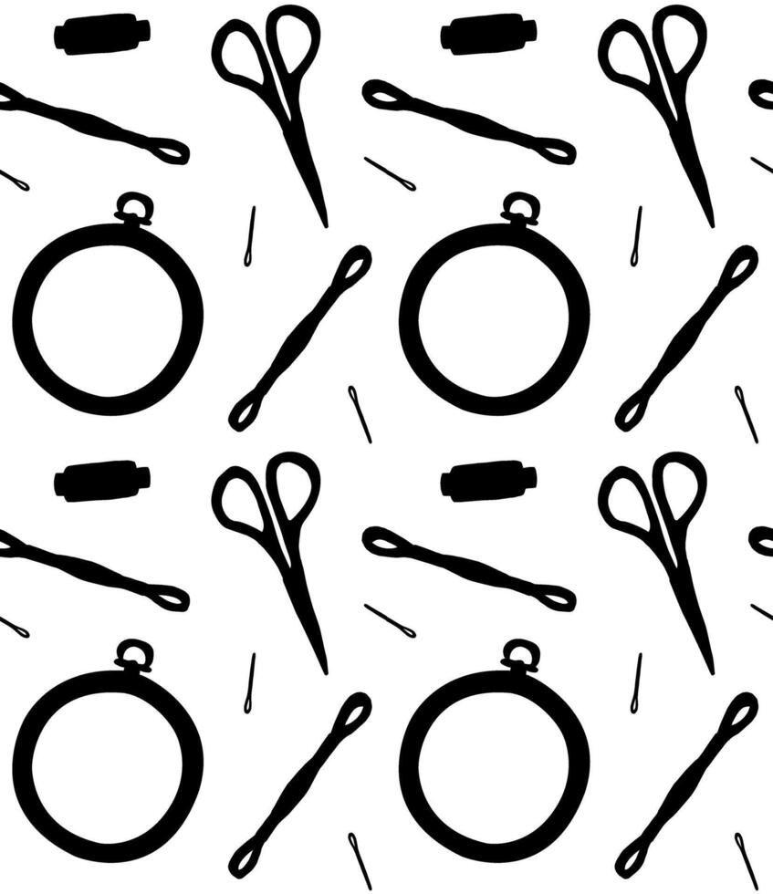Seamless pattern of embroidery equipment vector