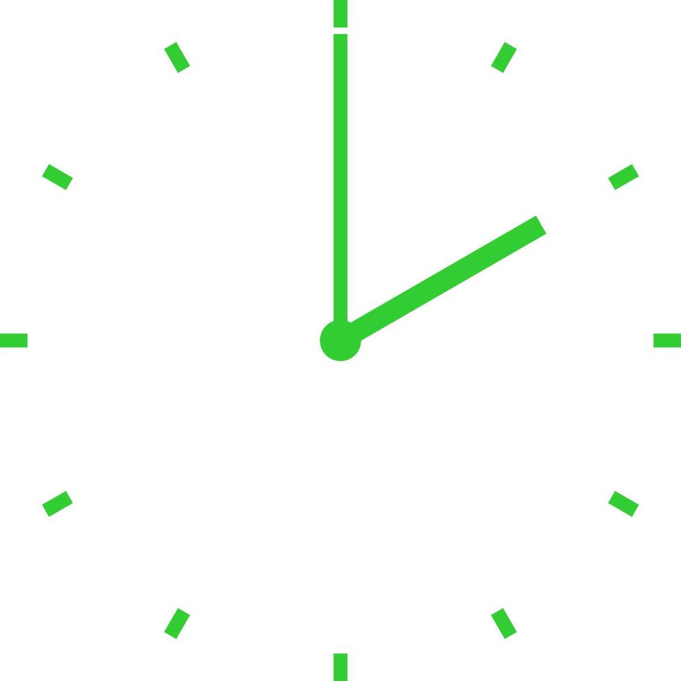 green clock at two vector
