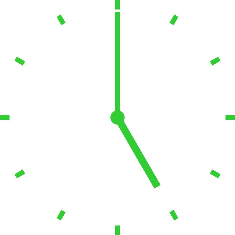 green clock at five vector