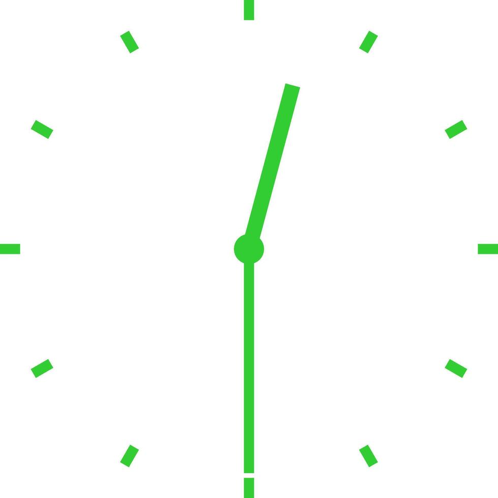 green clock at half past noon or midnight vector