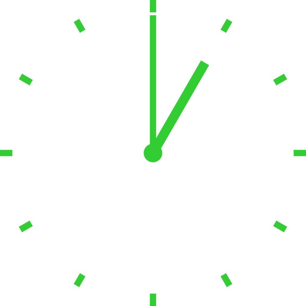 green clock at one vector