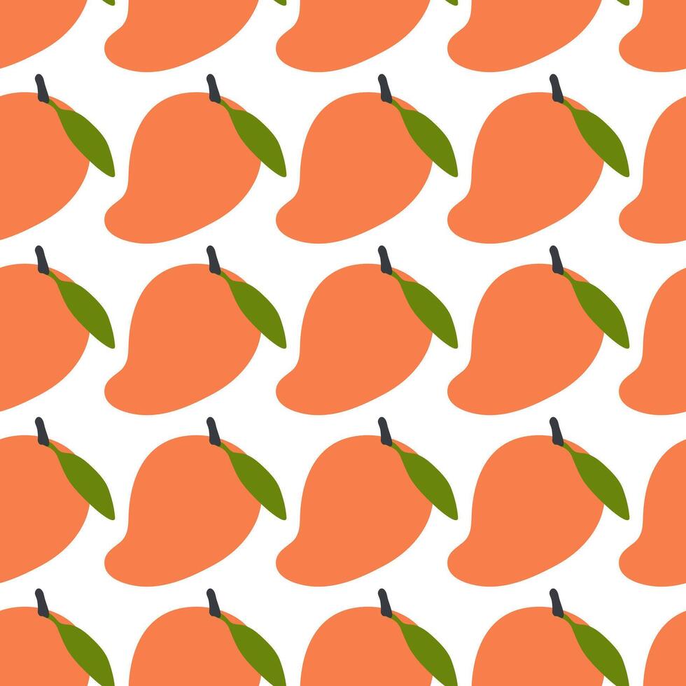 Flat style seamless pattern with mango fruits. Perfect art background for textile, fabric, paper, sale, card. Hand drawn illustration. vector