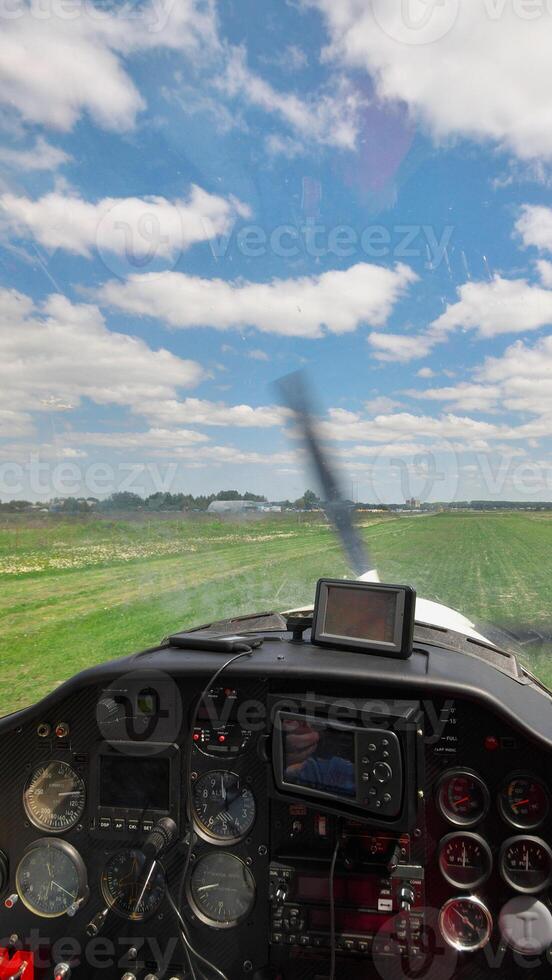 A view of the inside of a small plane photo