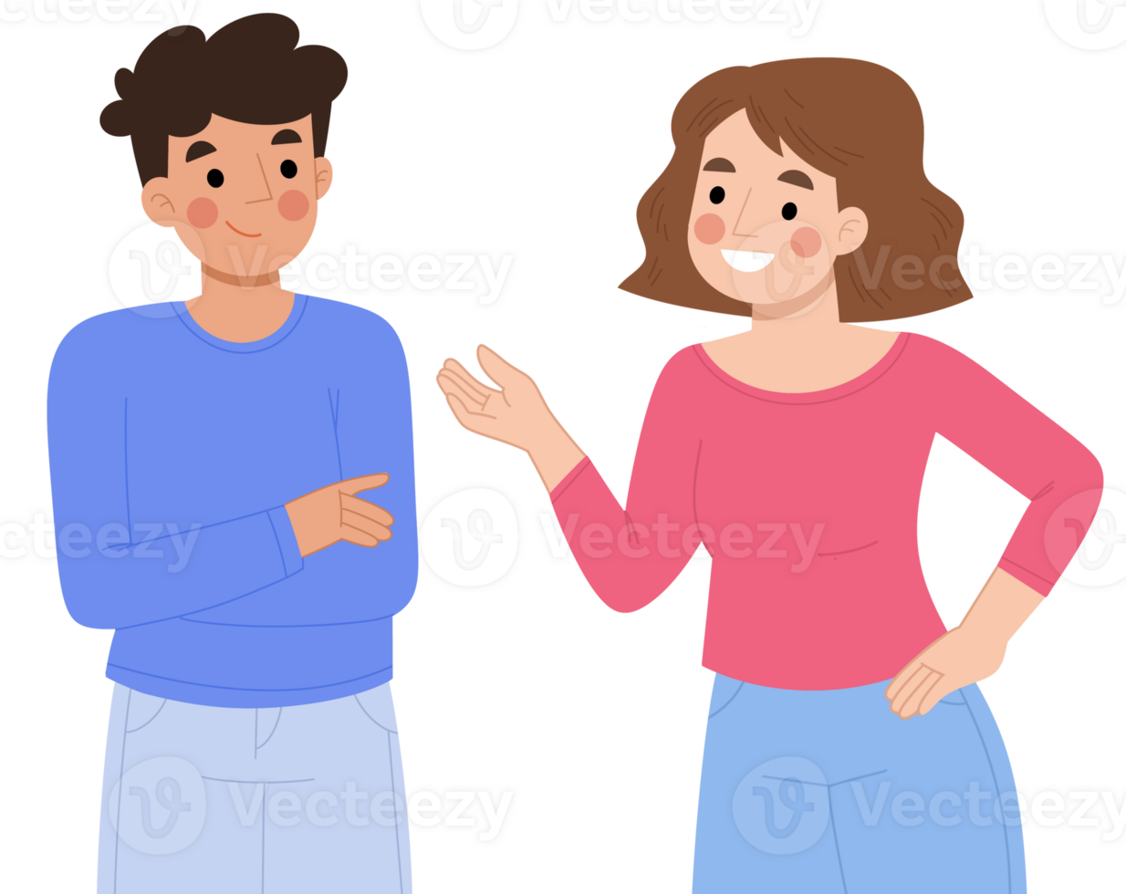 Illustration of young couple conversation png