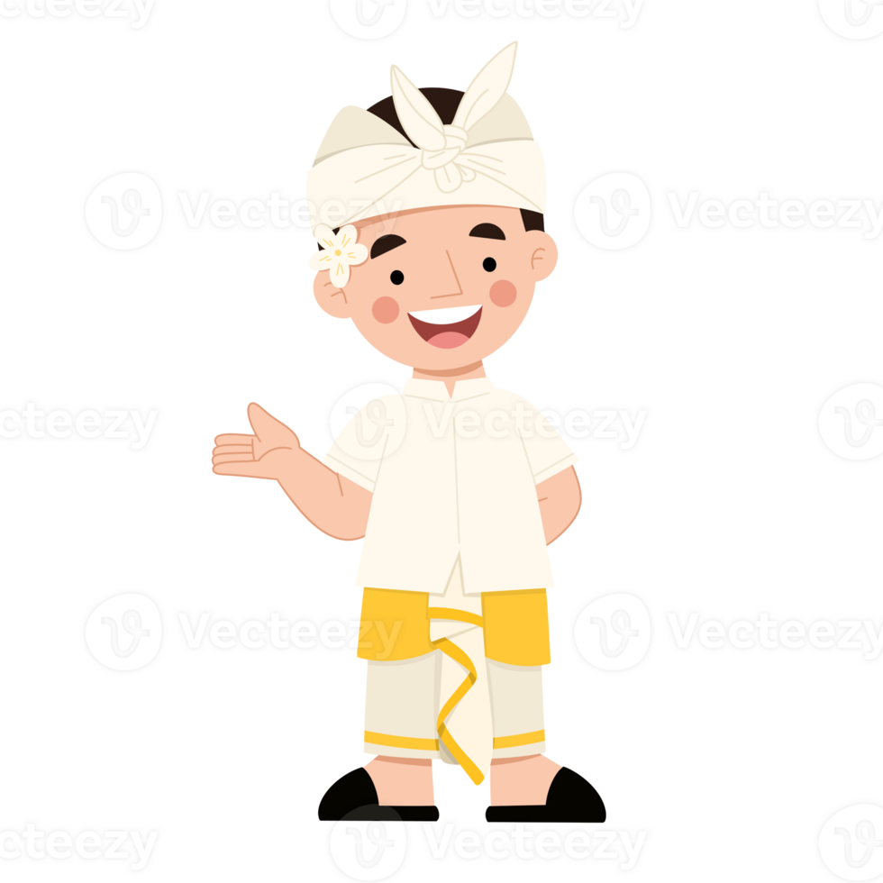 Illustration of a cute Balinese boy png