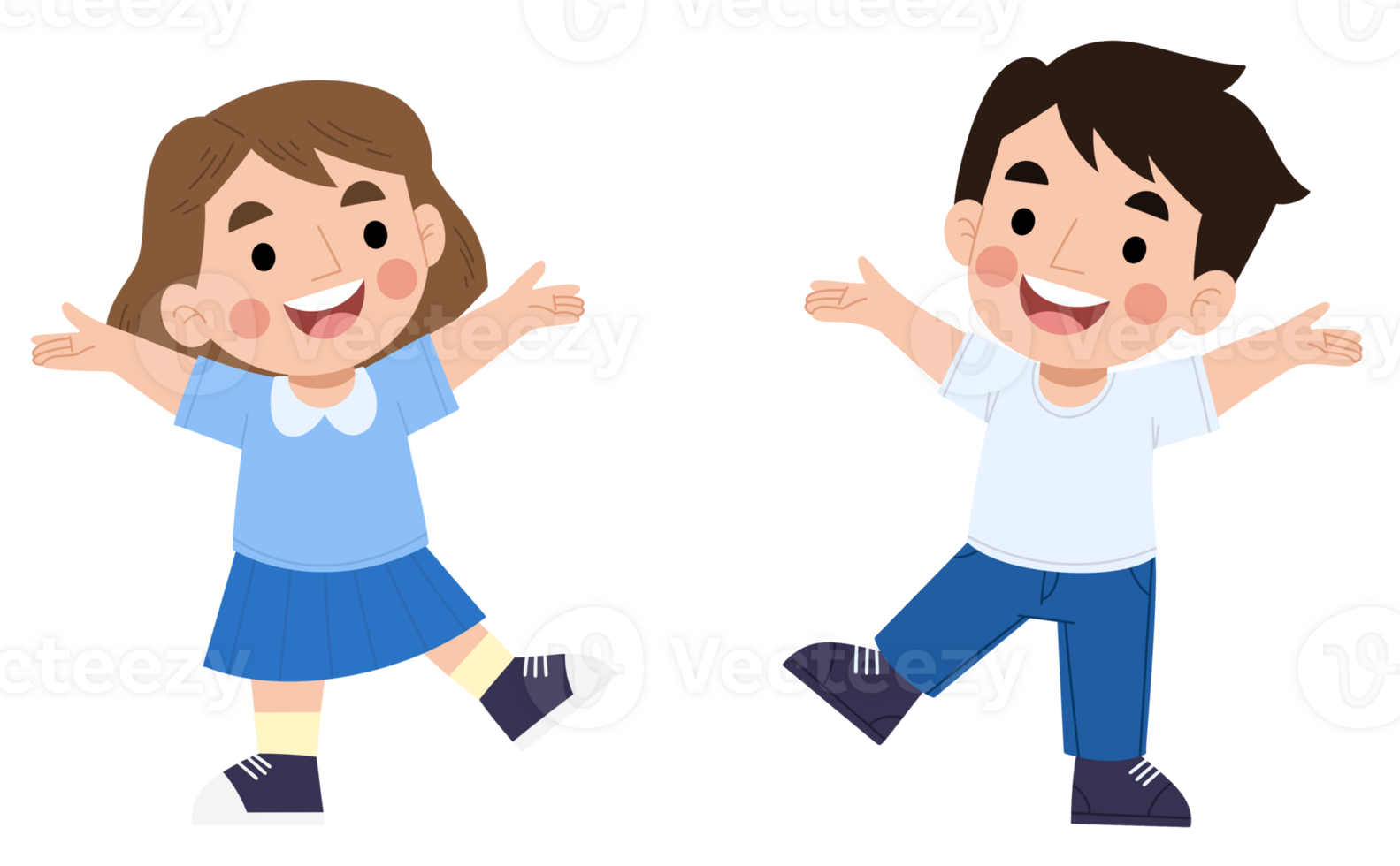 Illustration of cheerful kids jumping png