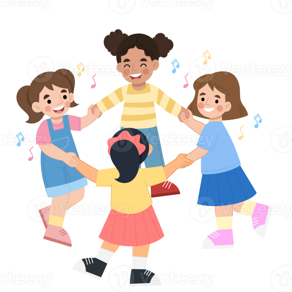 Illustration of cheerful children playing in a circle png