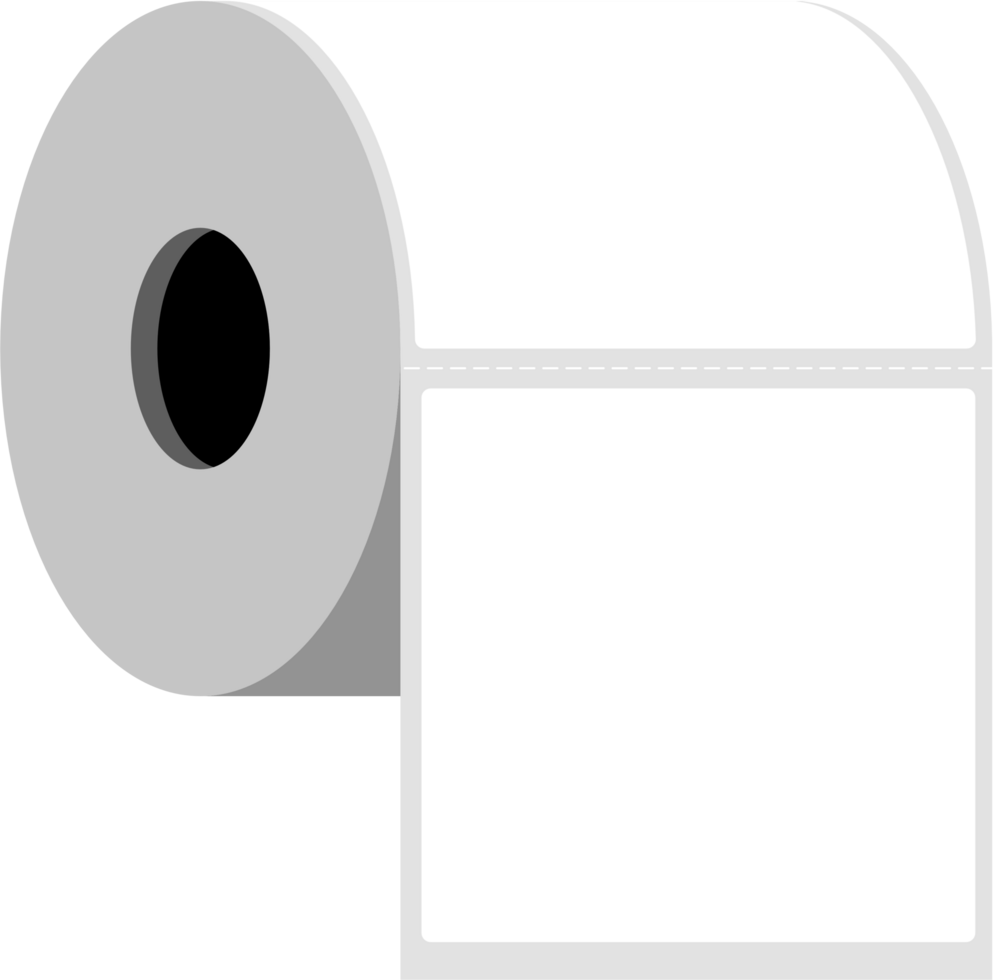 Flat illustration of white thermal sticker roll with perforations png