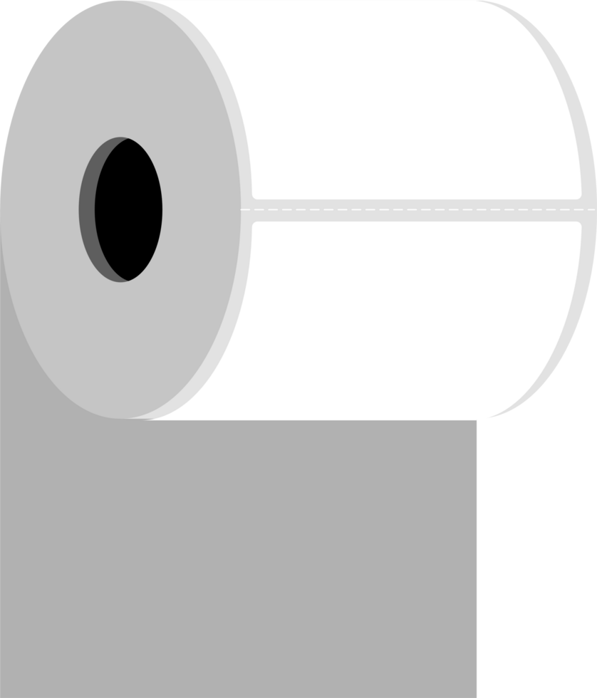 Flat illustration of white thermal sticker roll with perforations for sample design in sales. png