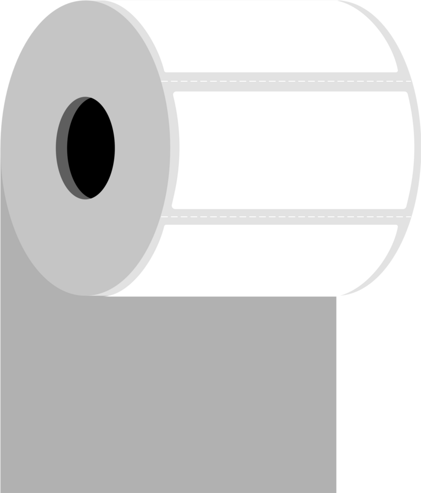 Flat illustration of white thermal sticker roll for printing slips and various design works. png