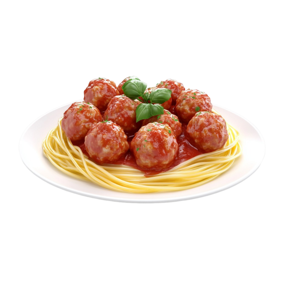 Spaghetti And Meatballs On A Plate On A Transparent Background png