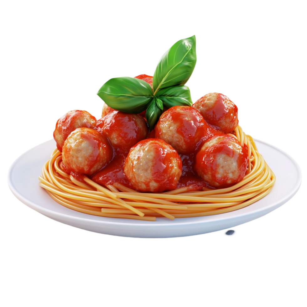 A Plate With Spaghetti And Meatballs On It png