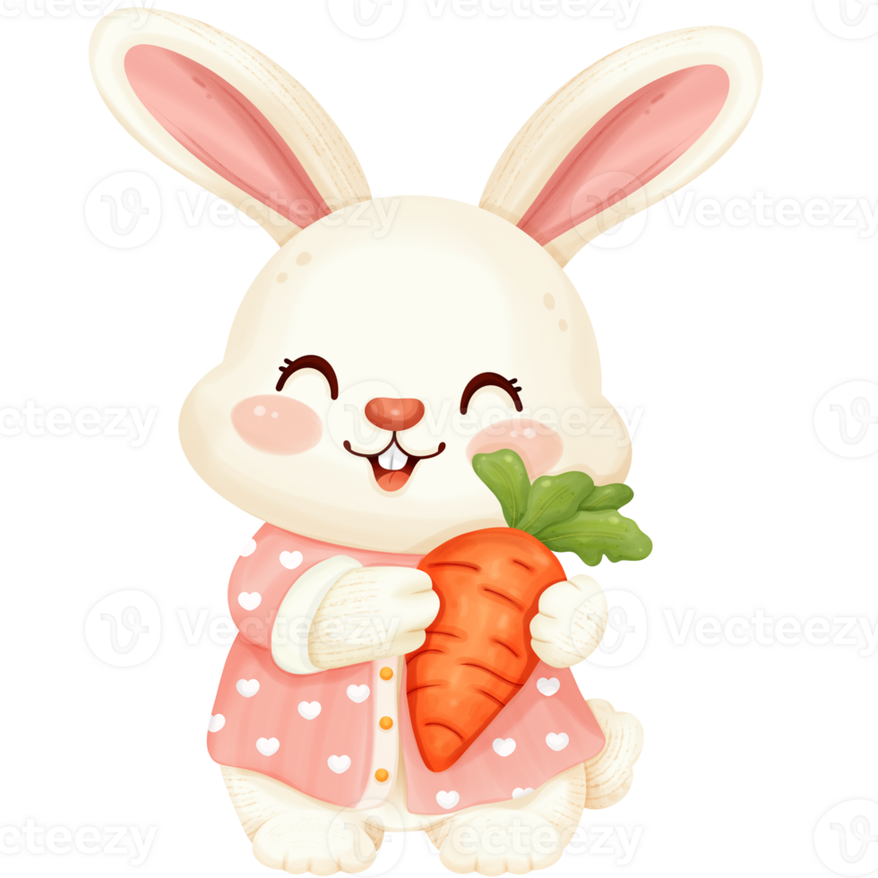 happy rabbit and carrot png