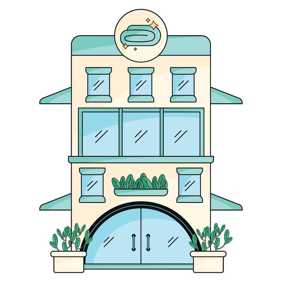 Modern laundry building with clean design, vector