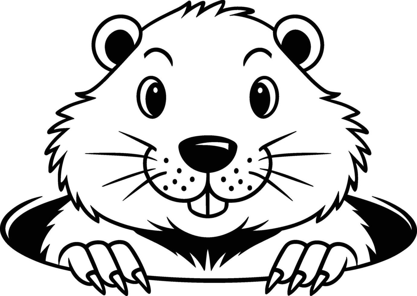 Groundhog Peeking from Burrow vector