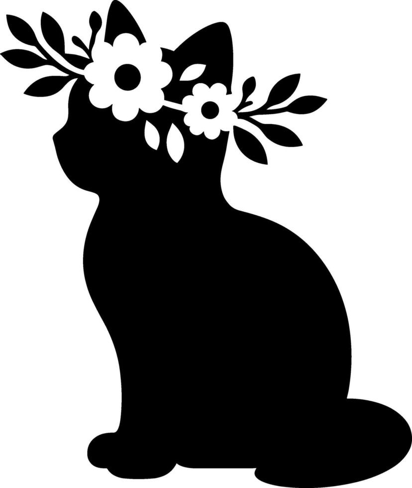 Cat with Flower Crown vector