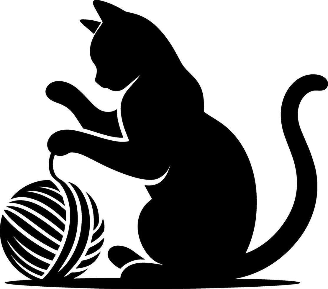 Cat with Yarn Ball vector