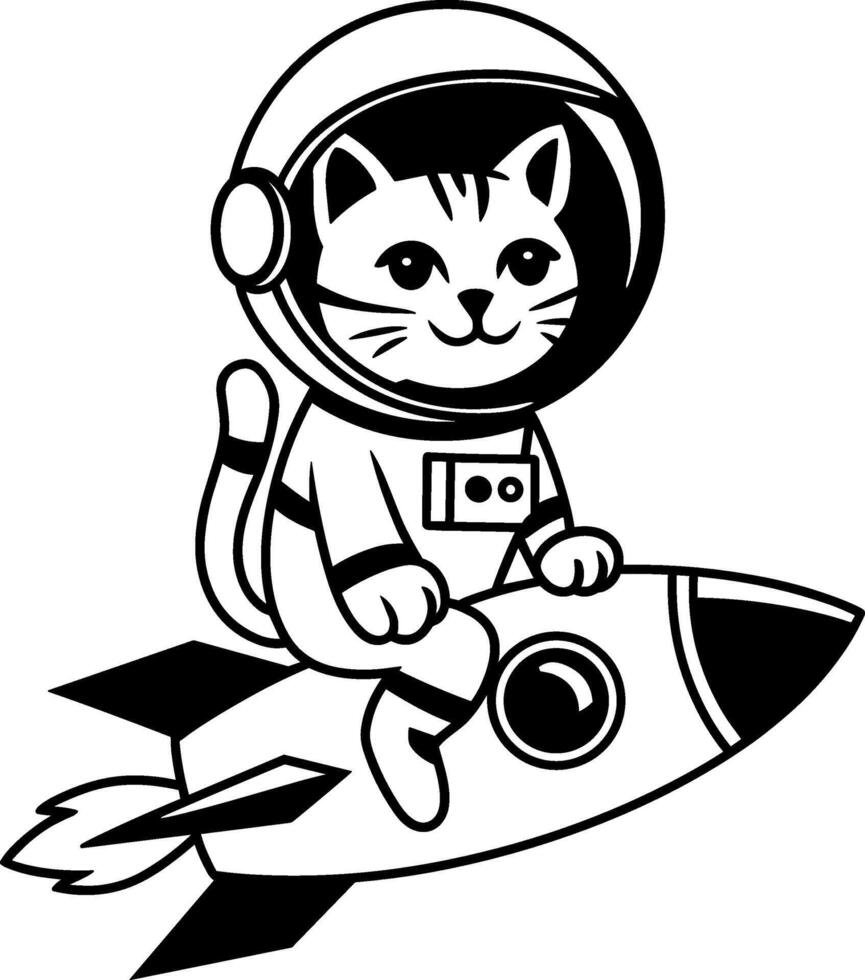 Astronaut Cat on Rocket vector