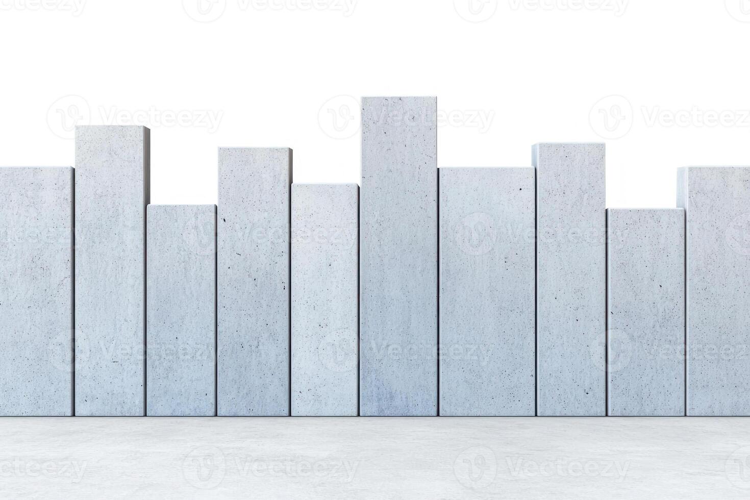 Modern concrete blocks form an abstract skyline, showcasing simplified architectural design elements and textures. photo