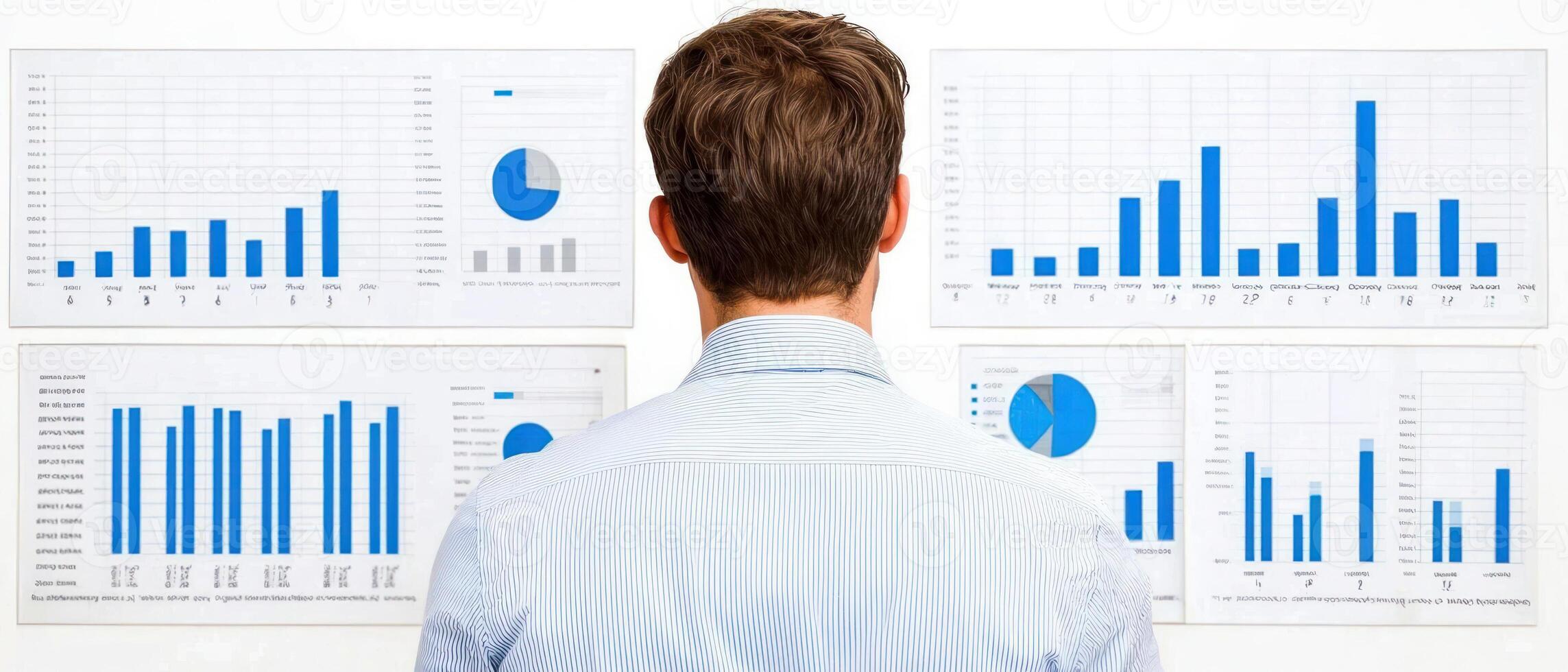 Business professional analyzing graphs and charts for data-driven decision-making. photo