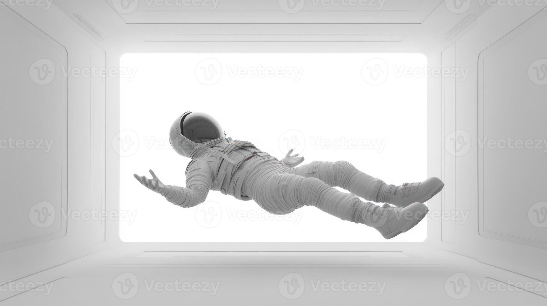 A floating astronaut in a zero-gravity environment, exploring the unknown. photo