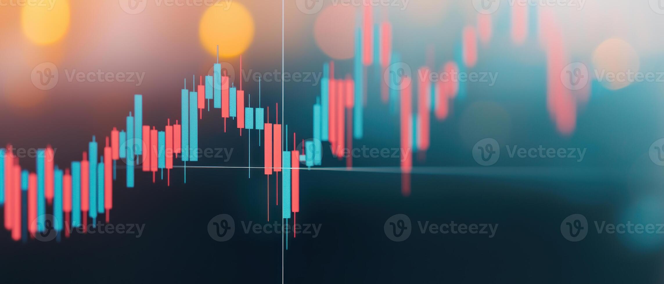 Abstract financial graph showing market trend with colorful candlestick chart. photo