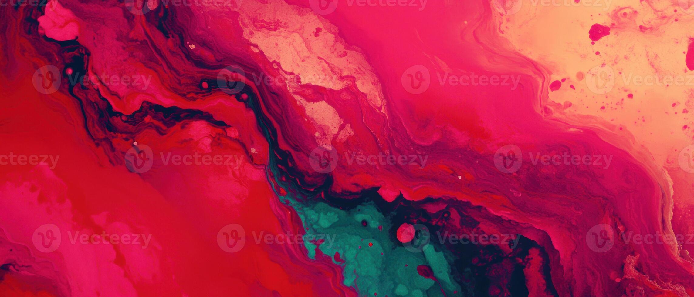 Vibrant abstract background with fluid shapes in red, pink, and teal colors. photo