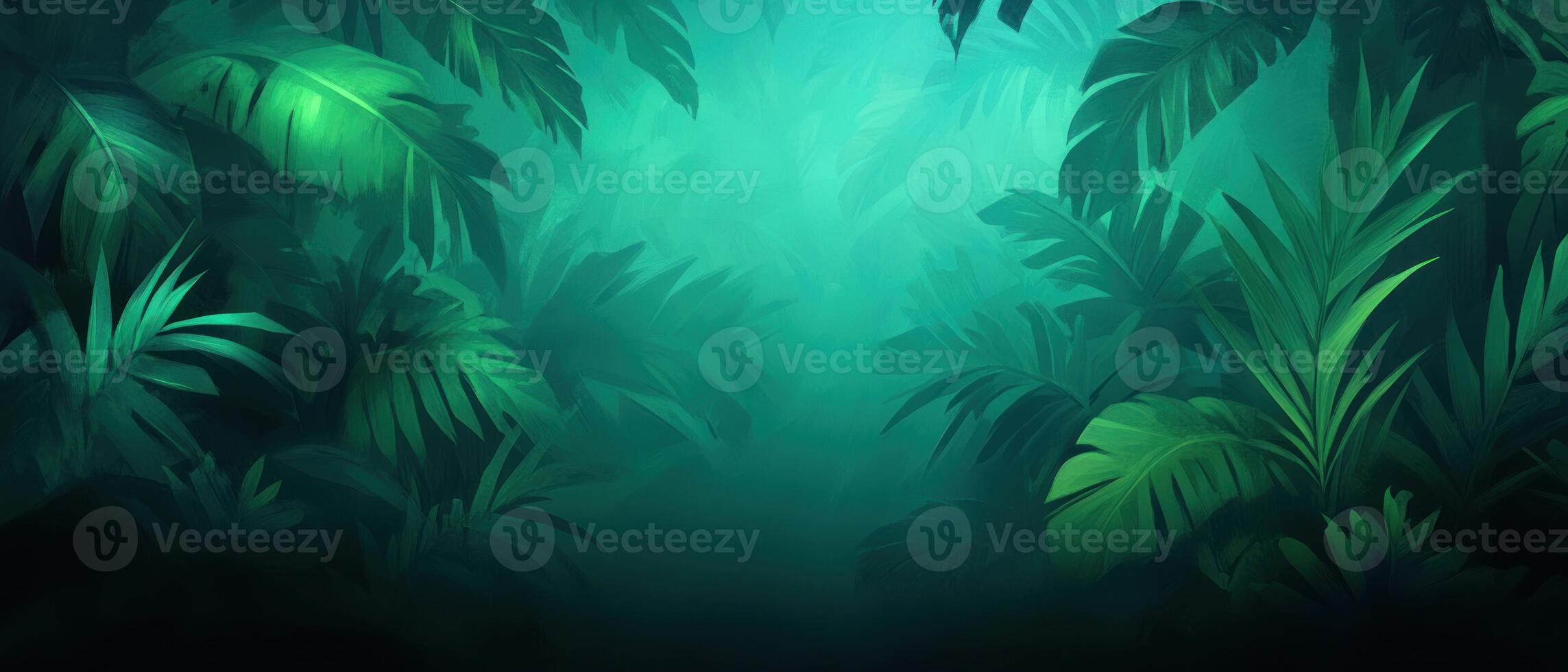 Lush green foliage creating a tranquil and serene jungle atmosphere. photo