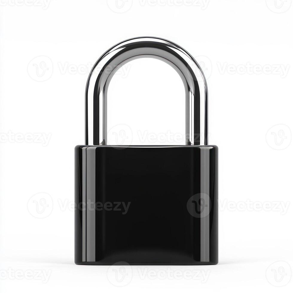 A close-up of a chrome padlock symbolizing security and protection. isolated on white background. photo